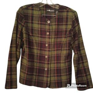 Sag harbor 100% acrylic plaid button down sweater